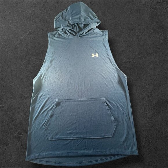 Under Armour Sleeveless Hoodie Navy Blue Large - Picture 1 of 8